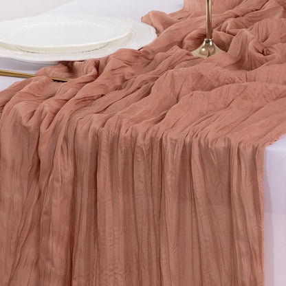 Socomi 6pcs Dusty Rose Summer Cheesecloth Table Runner Boho Rustic Gauze 120 inch 10FT Cheese Cloth Sheer Runner for Wedding Party Baby Shower Birthday Home Decor Holiday Decorations