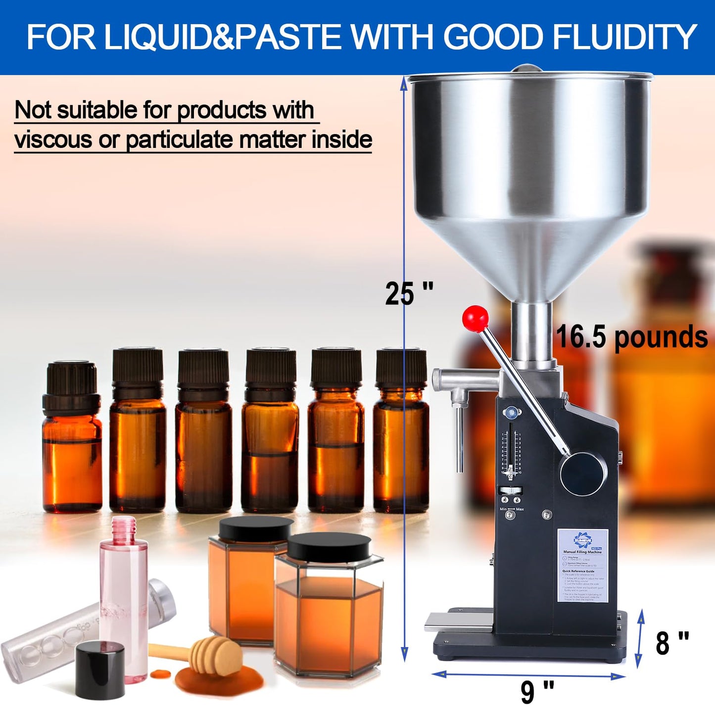 Sumeve Manual Filling Machine Filling 5-55ml Bottler Filler For Liquid and Paste A03 Pro With CE Certificate