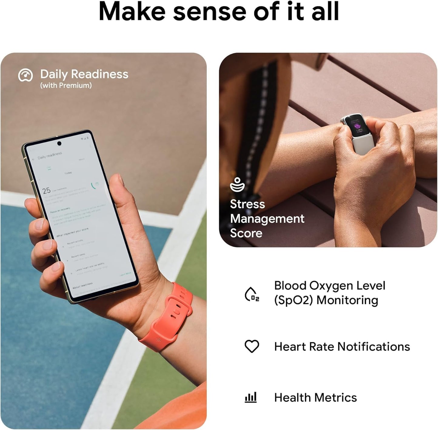 Fitbit Charge 6 Activity Tracker Heart Rate Monitoring, 7-Day Battery, Integrated Google Apps, Maps & Wallet, in-Depth Health Insights, Activity & Sleep Analysis, S & L Bands Included, Obsidian/Black