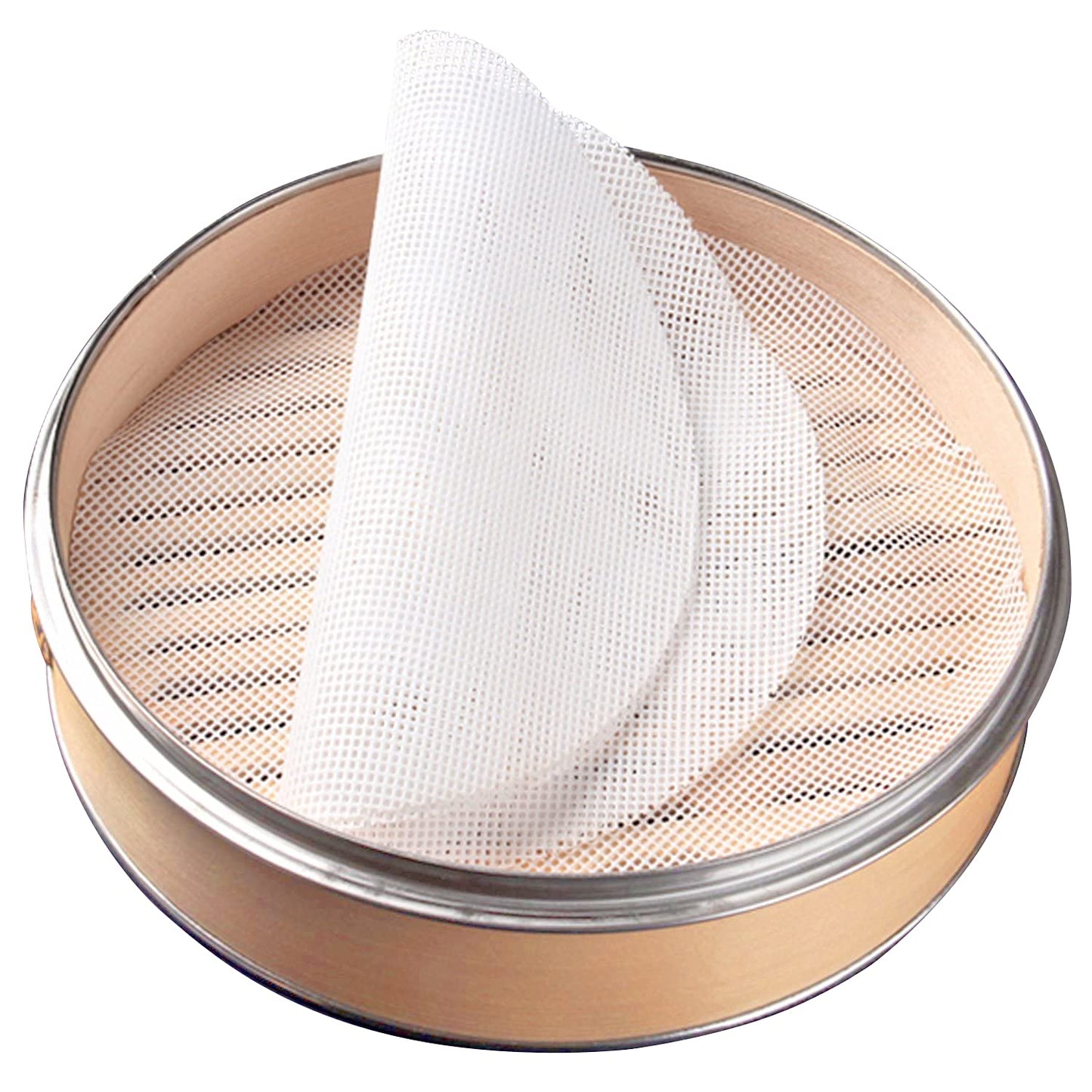 GUCUJI 10 Inch Silicone Bamboo Steamer Liners - Non-Stick, Reusable Steamer Mesh Mats for Steamed Buns, Dumplings, veggies, Dim Sum, Momo, Rice, and fish - Food Grade BPA Free (4Pcs)