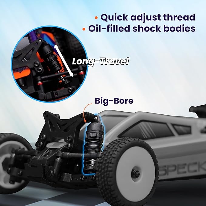 HOBBYPLUS Combo Speck B 1/24 2WD Buggy Mini RC Car w RADIANZ Hobby Plus Speck-B Nexo Airbrush Lexan Body - RTR RC Buggy Fast Mini Racing Buggy