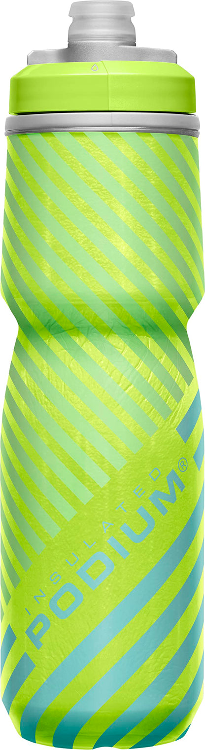 CamelBak Podium Chill Bike Insulated Squeeze Water Bottle Lime/Blue Stripe, 24oz
