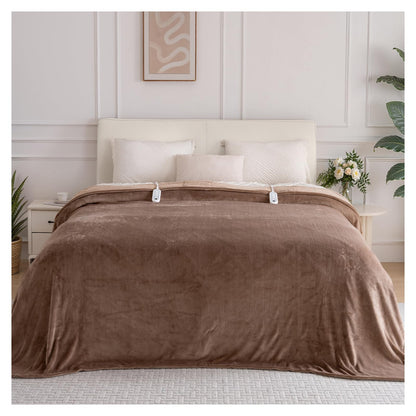 Heated Blanket Twin, Electric Blanket Soft Sherpa Flannel, 10 Hours Auto Shut-off & 8 Fast Heating Levels, Machine Washable ETL Certified, Heating Blanket for Bed & Sofa (62x84 inches, Gray)