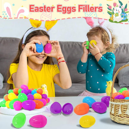300 Pcs Plastic Easter Eggs Bulk, 2.2" Easter Eggs Fillable, Bright Colors Plastic Eggs Bulks for Easter Egg Hunt, Filling Treats and Party Favor, Easter Basket Stuffers Fillers for Kids Toddlers