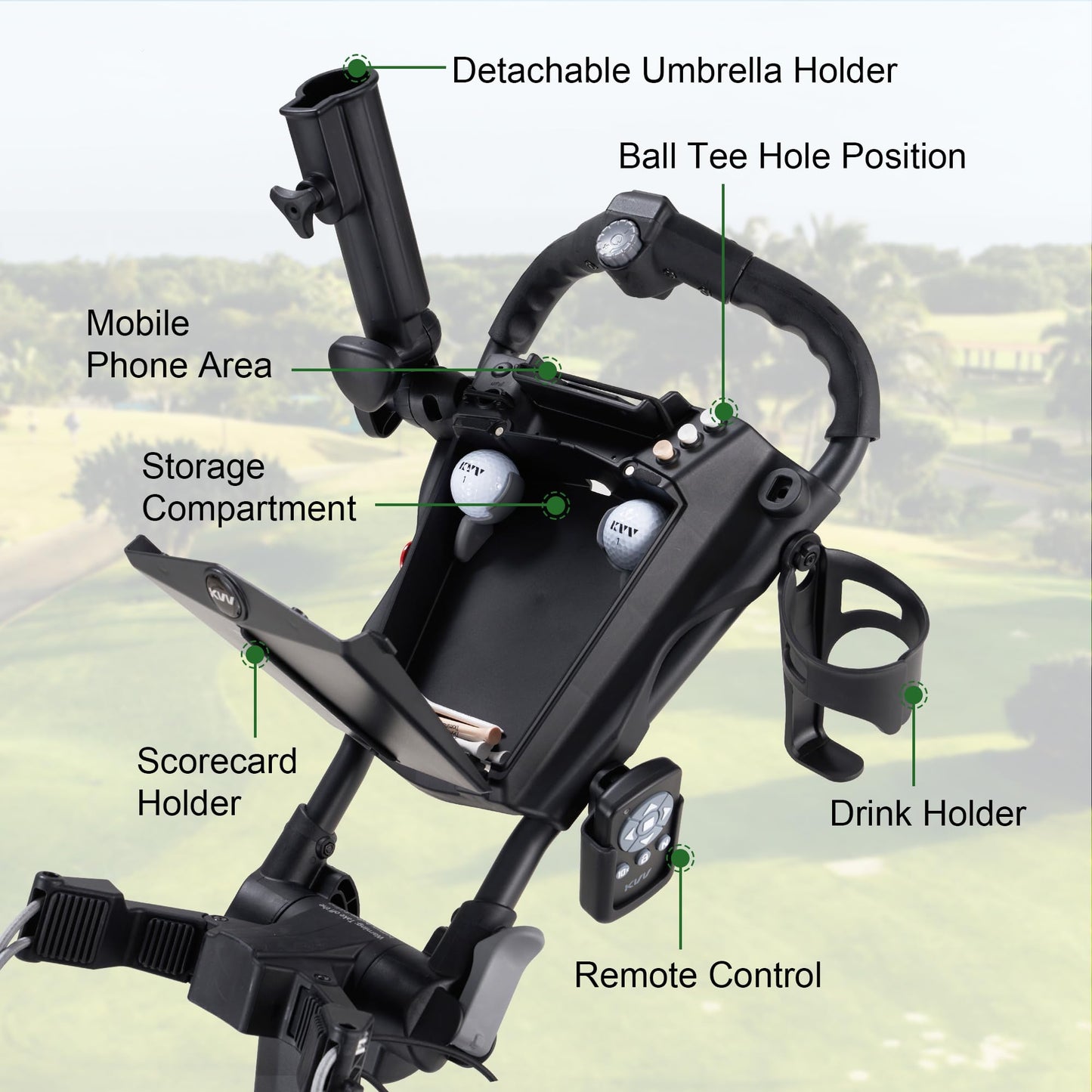 KVV Electric Golf Push Cart with Remote Control, Smallest Folding Size, Suitable for All Terrains, Lightweight and Super Compact Electric Golf Cart