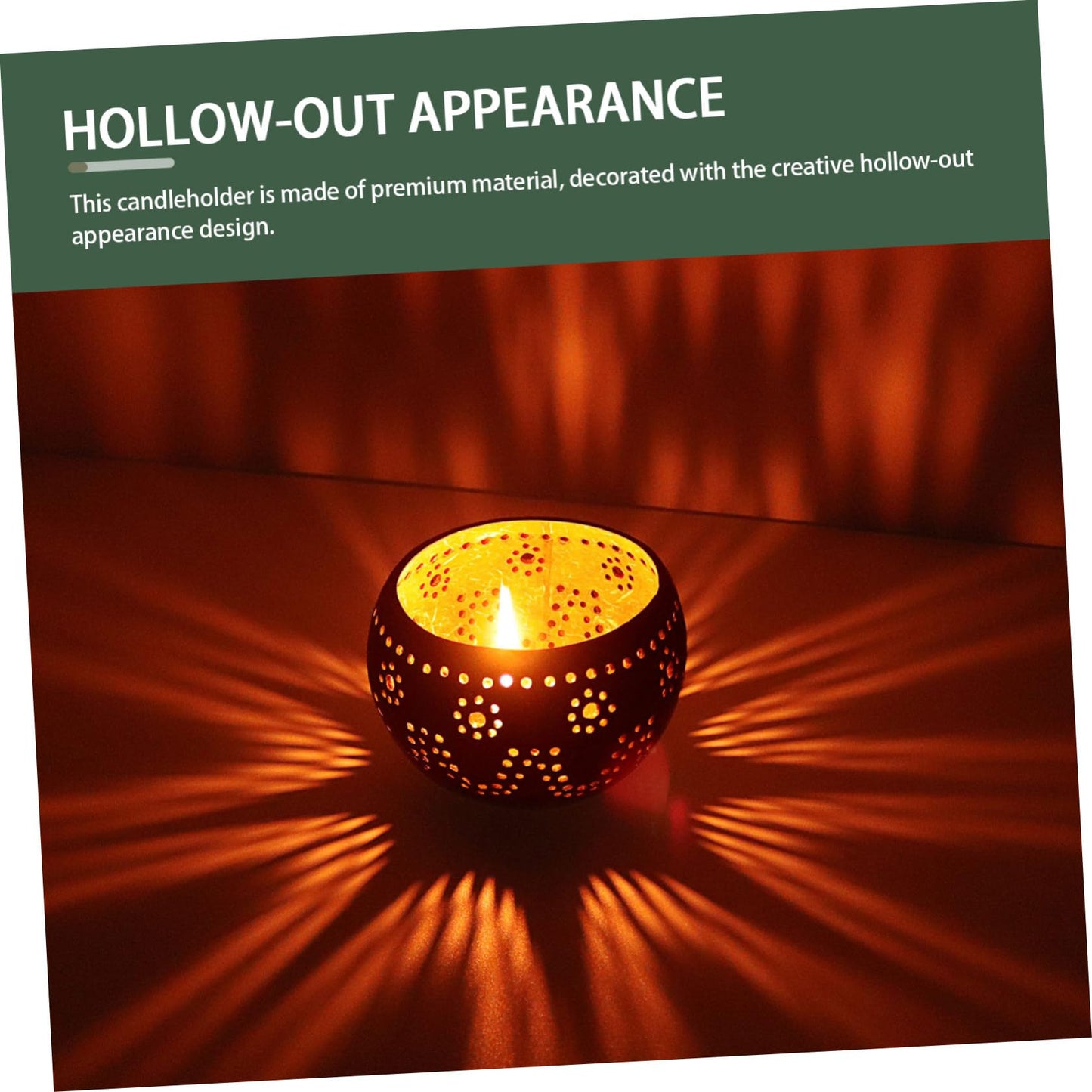 PRETYZOOM Hollow-Out Decorative Coconut Shell Candle Holder Stylish Candlestick for Home Decor Wedding Party Use