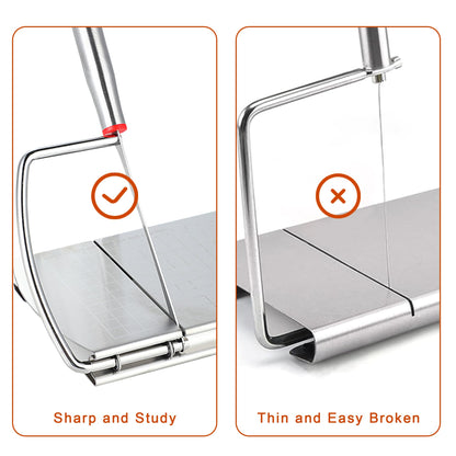 Cheese Slicer, Multipurpose Cheese Cutter Stainless Steel Cheese Slicers for Block Cheese, Butter, Sausages, Fruits Kitchen Gadget Cheese Cutting Board