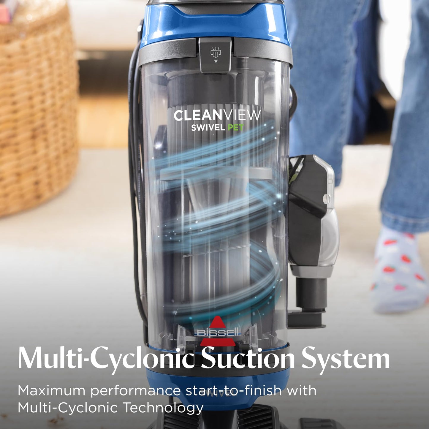 Bissell CleanView Swivel Vacuum with Triple Action Brush Roll, Swivel Steering, Extension Wand, Easy-Empty Dirt Tank, Multi-Cyclonic Suction System
