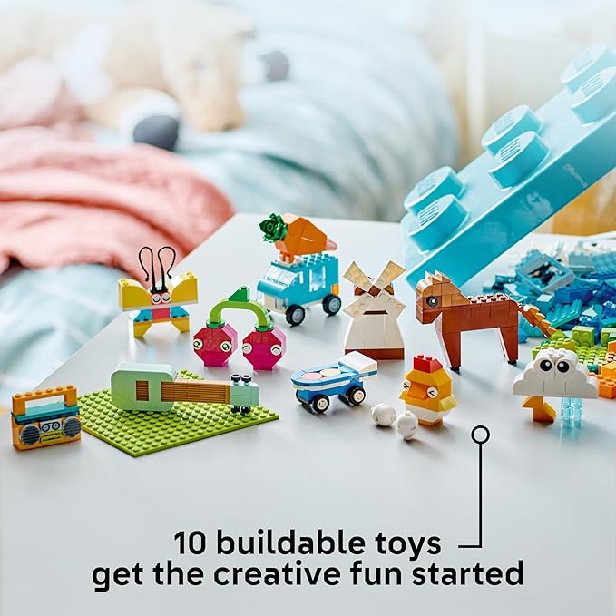 LEGO Classic Vibrant Creative Brick Box Building Blocks - Sensory &amp Learning Toys for Boys &amp Girls Ages 4+ Years - Pretend Play Preschool Toys - Gift for Birthdays - 11038