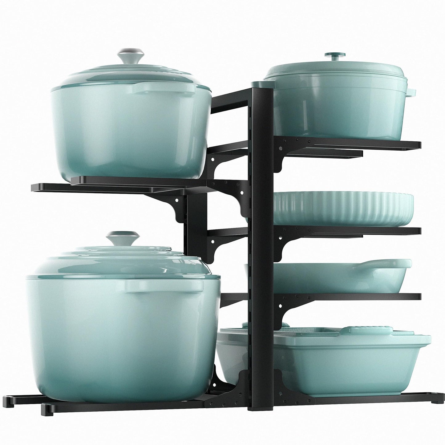 ORDORA Pots and Pans Organizer for Cabinet 16.61'' Height, 8 Tier Pot Organizers Rack with 3 DIY Methods, Adjustable Pan Organizer under Cabinet Kitchen Organization and Storage