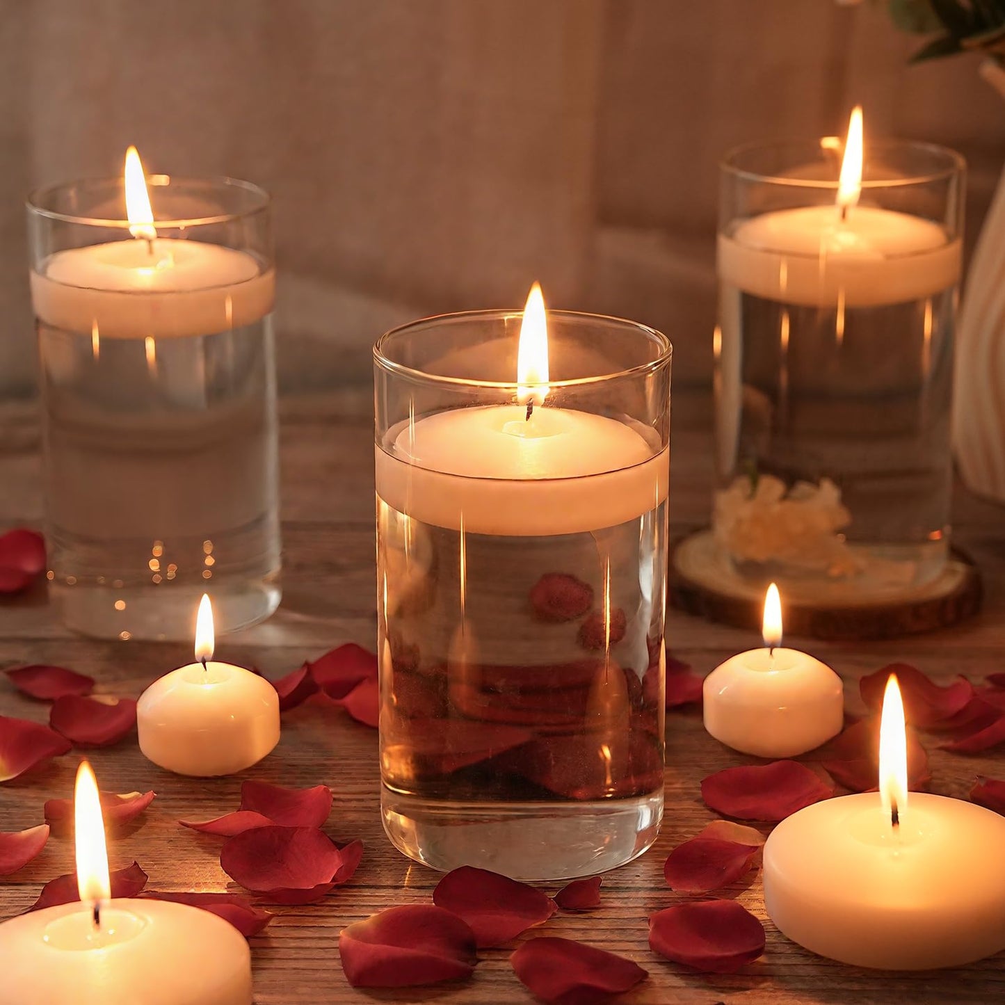 3 inch White Floating Candles 8-9 Hours Floating Candle for Centerpieces 36 Packs Unscented Floating Candles 3” Water Candles for Cylinder Vases, Pool, Wedding