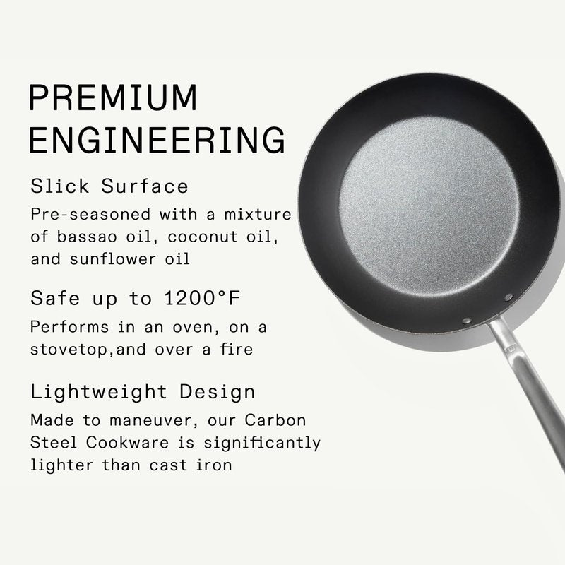 Made In Cookware - Seasoned 8" Carbon Steel Frying Pan - (Like Cast Iron, but Better) - Professional Cookware - Crafted in Sweden - Induction Compatible