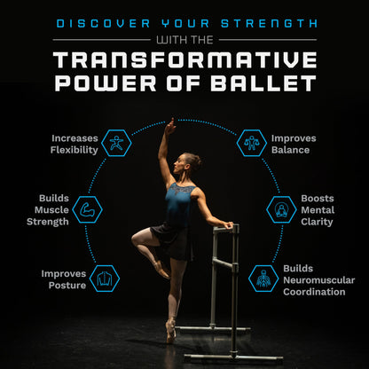 VITA Barre Portable Freestanding Double Ballet Barre, Prodigy, 6 Ft Bars, Teal | Adjustable Height, USA Made, Home or Gym Exercise Equipment for Kids & Adults | Dance, Fitness, Pilates