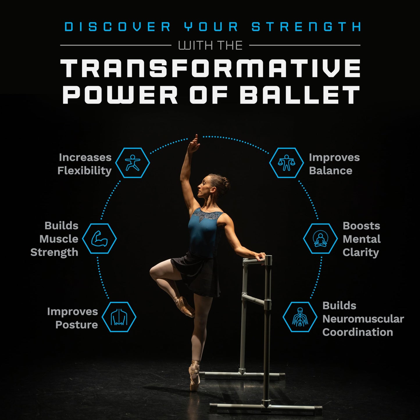 VITA Barre Portable Freestanding Double Ballet Barre, Extreme, 10 Ft Bars, Light Pink, Steel | Fixed Height, Made in USA, Home or Gym Exercise Equipment for Kids & Adults | Dance, Fitness, Pilates