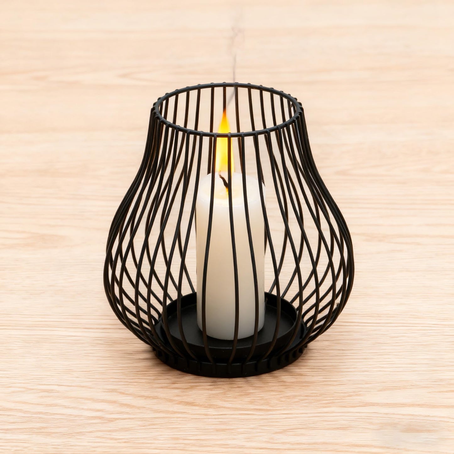 Metal Candle Holder for Pillar Candles, Pumpkin Cage Shape Candlestick Holder, Decorative for Table Centerpiece, Fireplace Mantel & Outdoor Event Christmas Decor