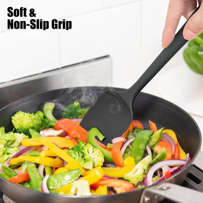 4-Piece Silicone Spatula Scrapers: Doosu 600°F Heat Resistant Food Grade Kitchen BPA Free Rubber Baking Cooking Tool Nonstick Utensil Set for Mixing, Scraping, Folding, Stirring, Serving (Multi-3)