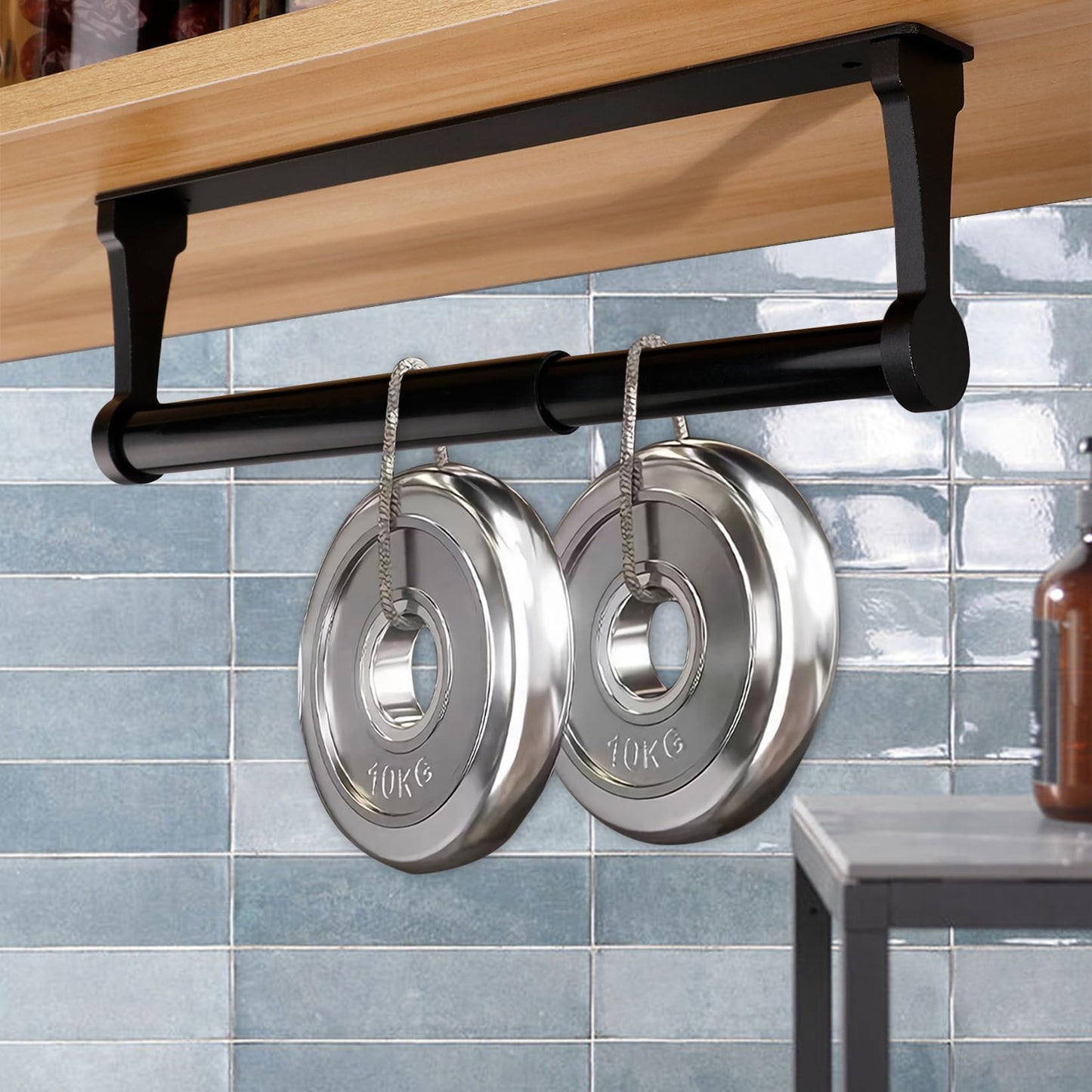 MONEER Paper Towel Holder Under Cabinet, Paper Towel Holder, Aluminum Alloy Kitchen Towel Holders, Self Adhesive Kitchen Roll Holder for Kitchen, Bathroom, Living Room (Black)