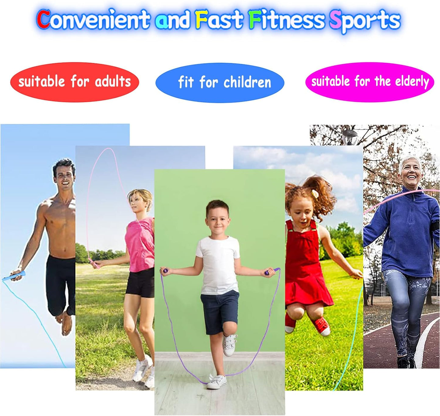 Jump Rope for Kids, 6 Pack Length Adjustable Lightweight Kids Skipping Rope for Children, Students, Boys and Girls Outdoor Sports, Fitness Exercise, Keeping Fit, Workout