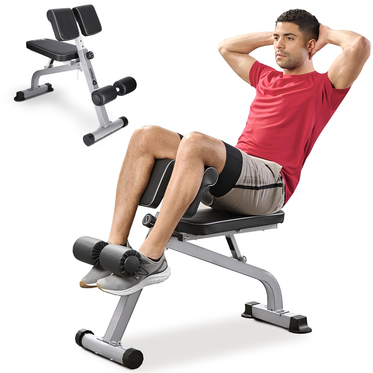 Lifepro SculptTrainer Roman Chair – Hyperextension Bench for Strength Training – Adjustable Back Extension Machine, Ab Bench & Foldable Sit-Up Bench for Athletes, Core Work & Home Gym Workouts