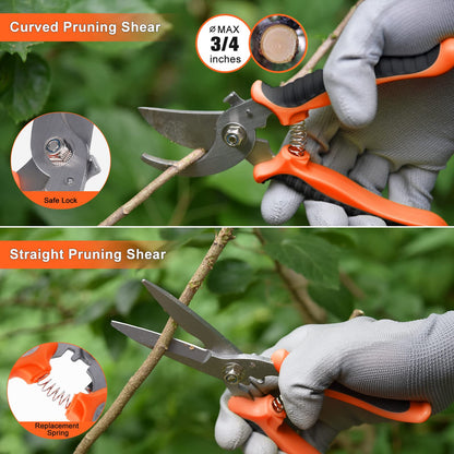 Garden Tools Set, Carsolt 10 Piece Stainless Steel Heavy Duty Gardening Tools Set for Planting Pruning Gardening Kit with Durable Gardening Bag Gloves Gift Box Ideal Garden Gifts for Women Men(Orange)
