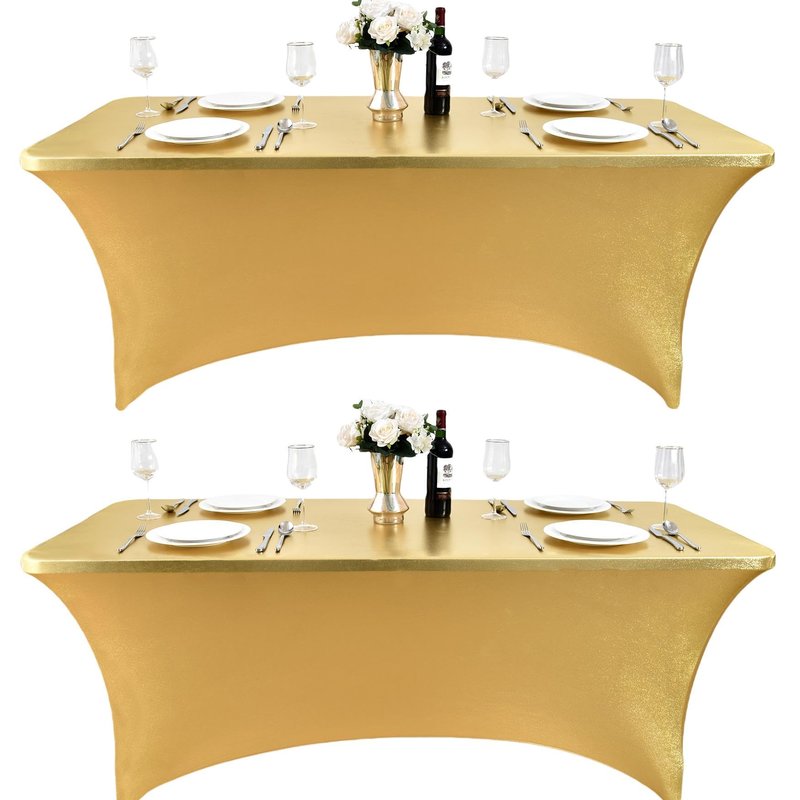 ZarzaaSik 2-Pack 6ft Spandex Table Covers for Rectangle Standard Folding Tables - Wrinkle Resistant Stretch Tablecloths - Ultimate Fitted Table Protector for Parties, Trade Shows, Banquet