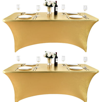 ZarzaaSik 2-Pack 6ft Spandex Table Covers for Rectangle Standard Folding Tables - Wrinkle Resistant Stretch Tablecloths - Ultimate Fitted Table Protector for Parties, Trade Shows, Banquet