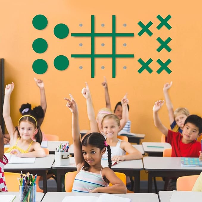 Magnetic Tic Tac Toe Wall-Mount GameGame Room DecorModern Wall Decals for Kids RoomClassroom&ampOfficesBest Gift for Family Friends (Green)