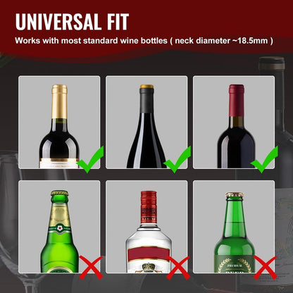 2 Pack Wine Vacuum Saver Sealer with Real-Time Pressure Gauge, Reusable Bottle Stoppers for Red & White Wine Preservation - Airtight Seal, Keep Fresh 5X Longer (Includes Hand Pump)