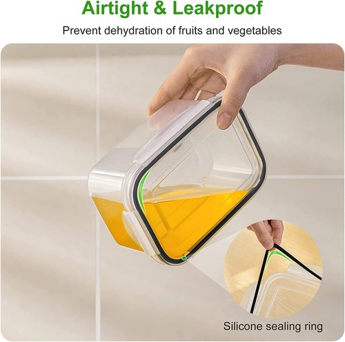 Freshmage Fruit Storage Containers - Airtight Produce Saver with Removable Colander | 4-Piece Set, Small Clear