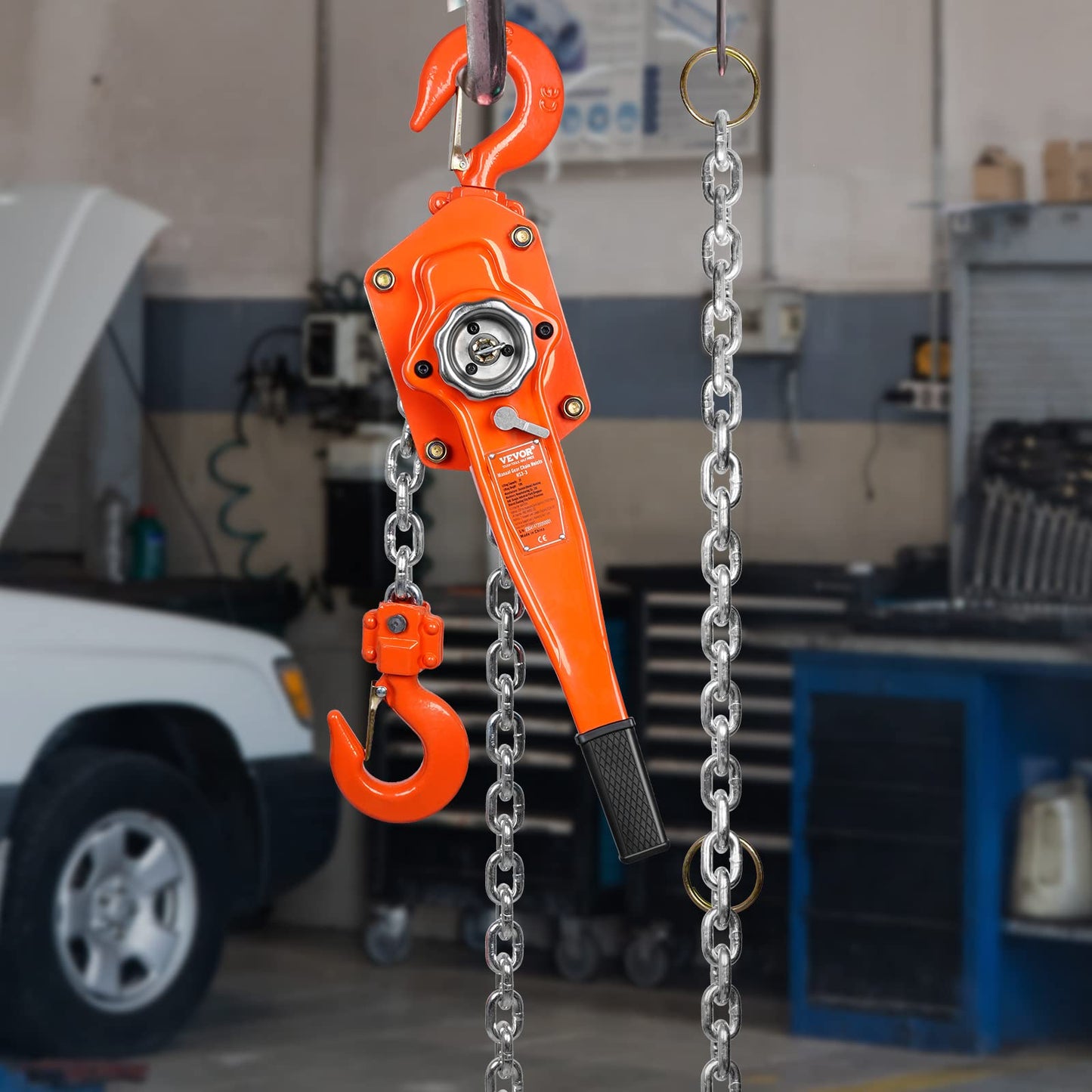VEVOR Manual Lever Chain Hoist, 3 Ton 6600 lbs Capacity 20 FT Come Along, G80 Galvanized Carbon Steel with Weston Double-Pawl Brake, Auto Chain Leading & 360° Rotation Hook, for Garage Factory Dock