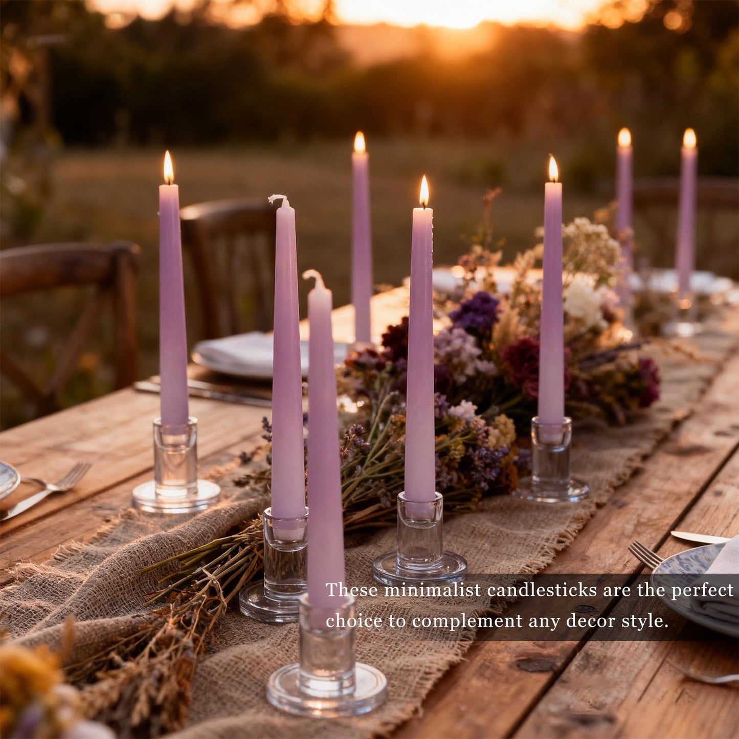 6 PCS Glass Taper Candle Holders Clear Short Tapered Candlestick Holders Set Small Glass Candle Stick Holder Decor for Table Centerpiece Wedding Dining Room Party Christmas Home Decorations