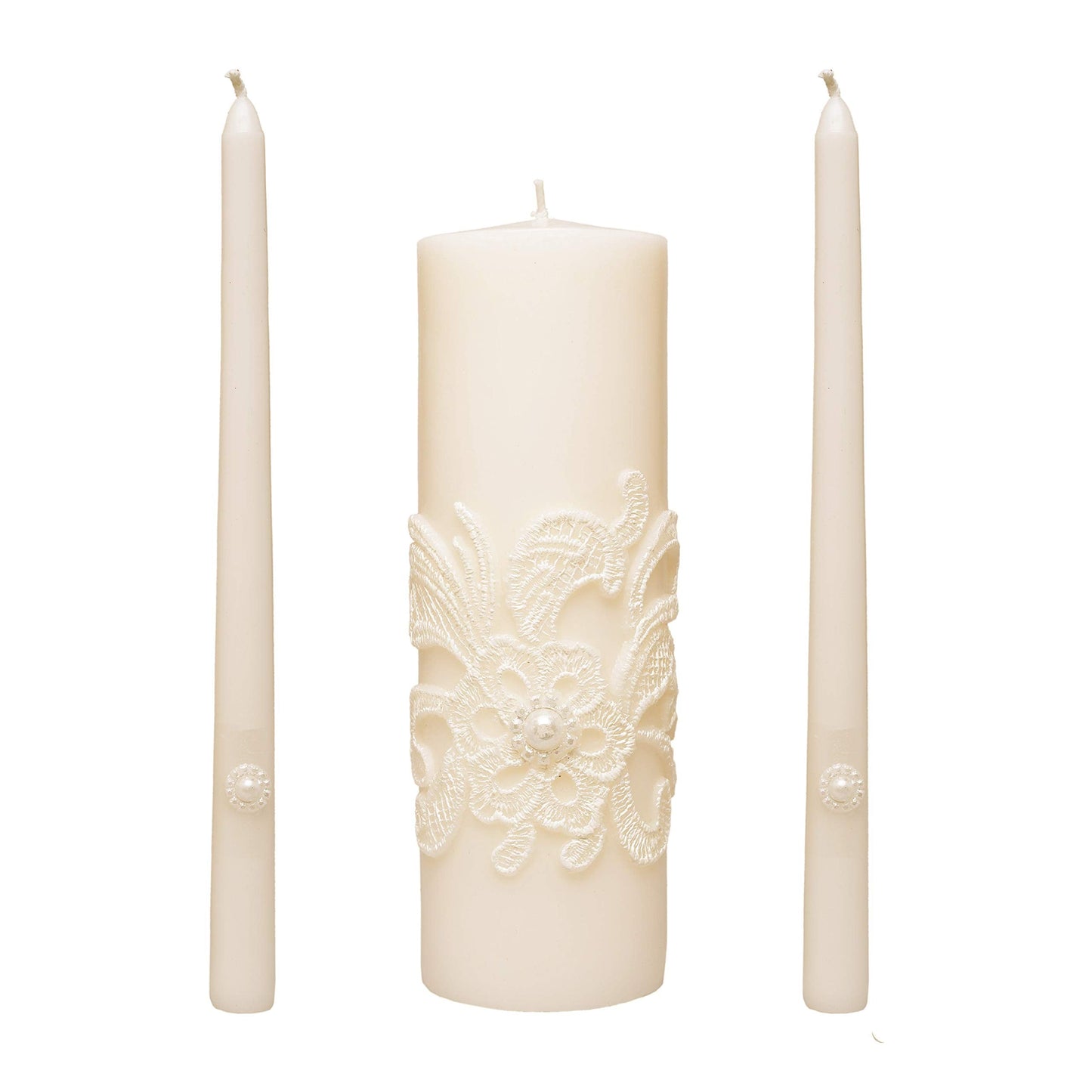 Hosley 11.5-Inch Wedding Unity Candle Set – Cream Pillar & 2 Taper Candles for Ceremony, Special Events, Emergency Kit, Reiki Spa Meditation