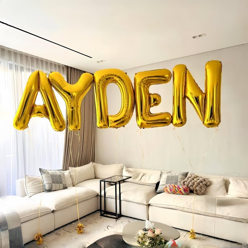 Giant C Alphabet Name Balloon, Gold Self Inflating Custom Letter Balloons Birthday Decor, 40 Inch Helium Mylar Foil Word Balloons Letters for Girls Men Anniversary Party Graduation Decoration Supplies
