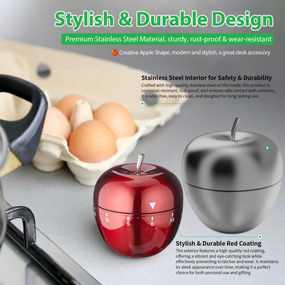 Kitchen Timer Stainless Steel Mechanical Rotating Alarm 60 Minutes Count Down Timer for Cooking Learning
