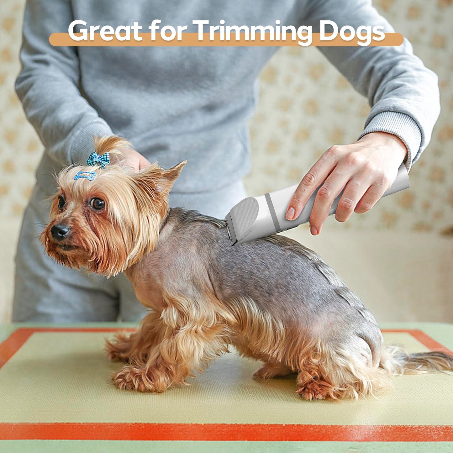 Masagotti Dogs Hair Clippers Grooming Kit with Nail Grinder, 4 in 1 Cordless Electric Trimmer Low Noise USB Pet Clippers for Dogs Cat,Grooming Paws, Eyes, Ears, Face,Matted Hair