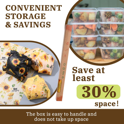 3 Rolls Reusable Beeswax Wraps for Food 13 x 40 Inches Bees Wax Wraps Reusable Food Storage Wrap Beeswax Paper Roll for Bread Sandwich Cheese Fruit Snacks(Bee)
