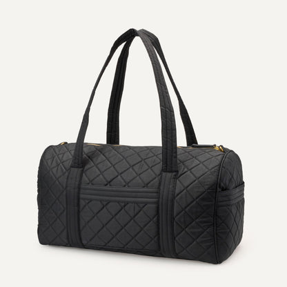 Amazon Essentials Women's Quilted Weekender Duffel Gym Bag with Trolley Sleeve, Black, One Size