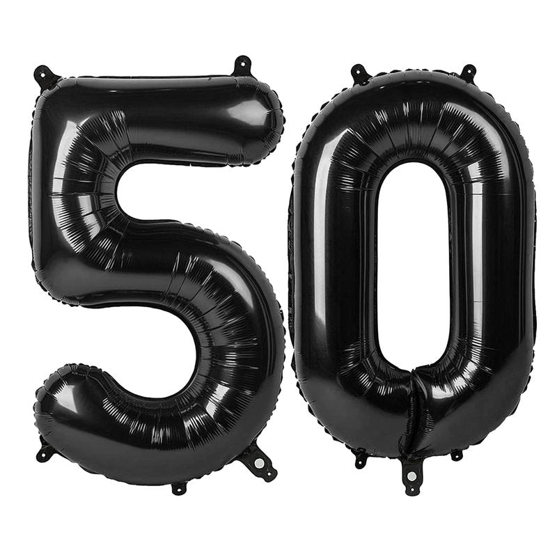 Black Number 50 Balloon 40 Inch, 50th Birthday Party Decorations for Children, Giant 50 Foil Balloon for Party Supplies