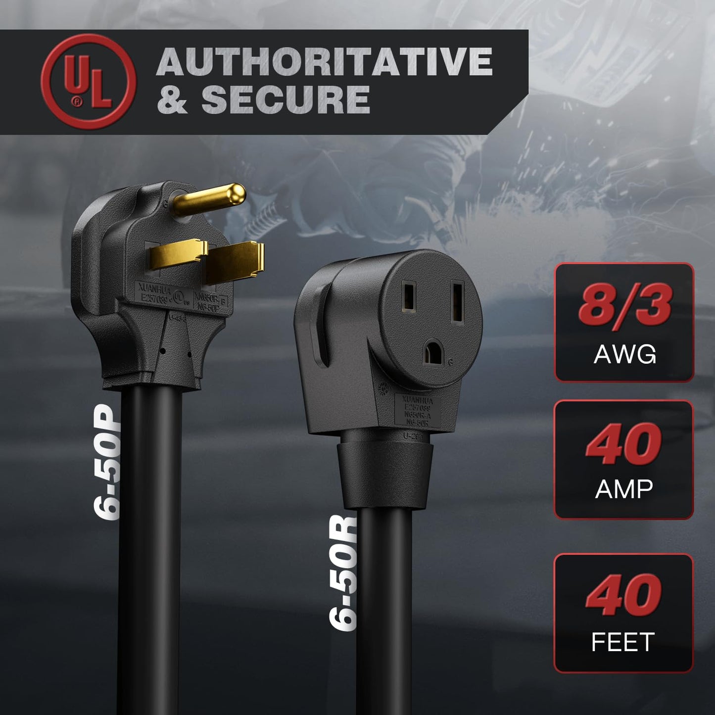 ARCCAPTAIN iControl [Non-HF] Plasma Cutter CUT55 MP & 40Amp 40ft Welder Extension Cord 8 AWG