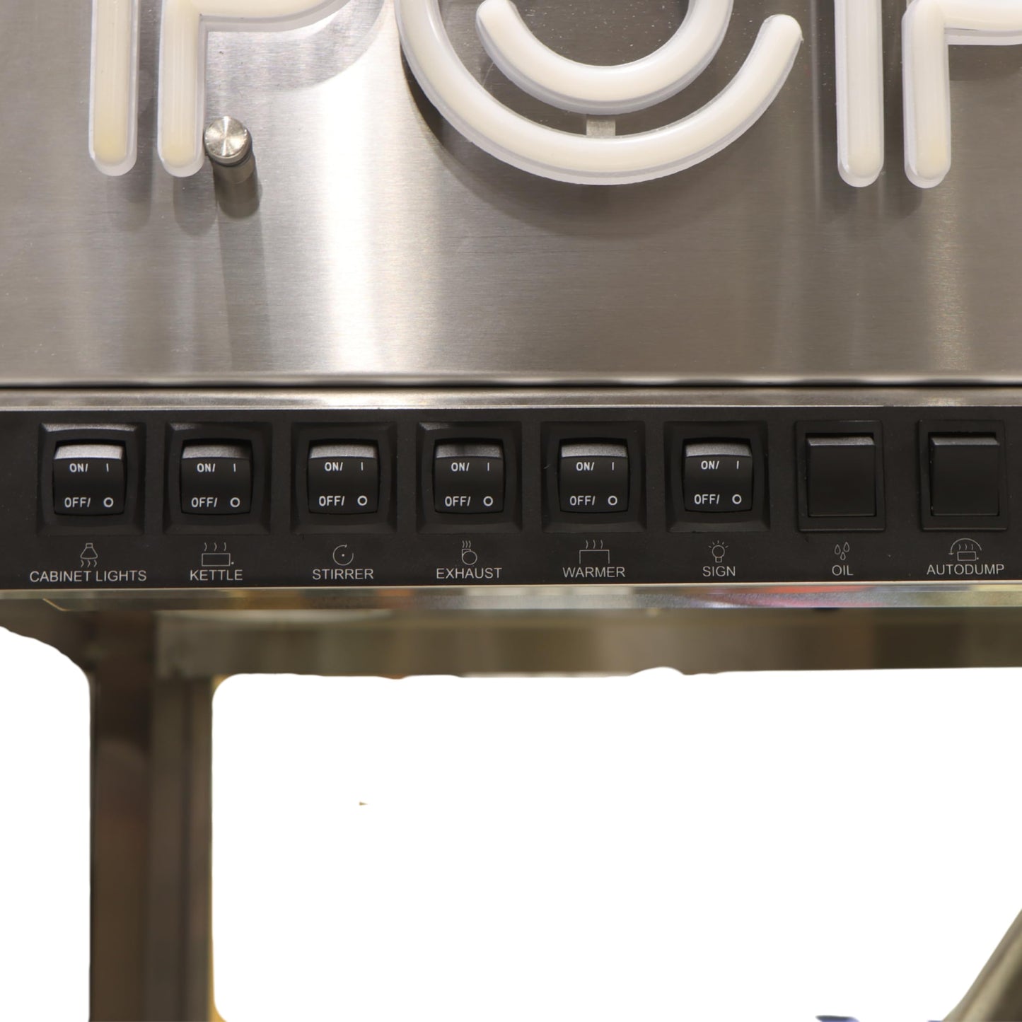 Apex 32 oz Large Commercial Popcorn Machine with Stand, 660 oz/hr Capacity, LED Sign, Heated Base