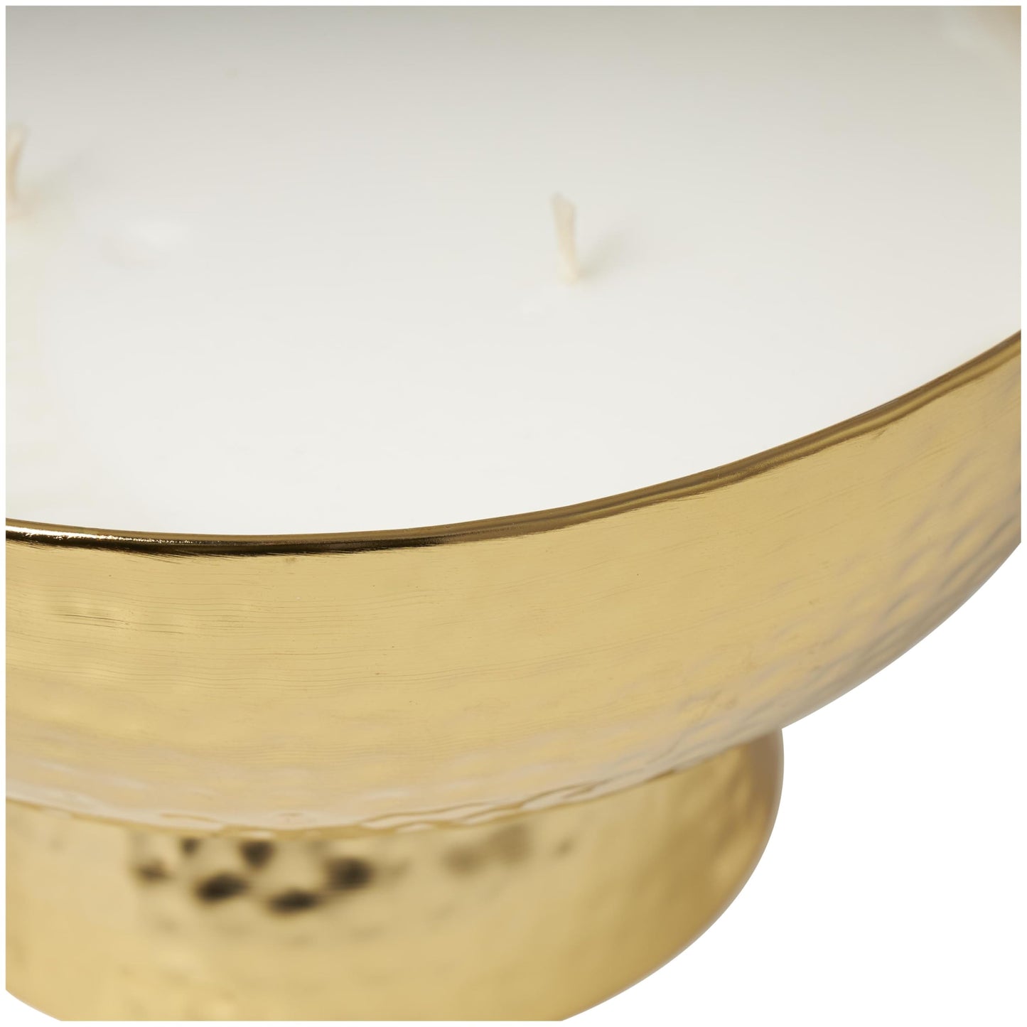Deco 79 Metal Decorative Candle English Garden Scented Wide Hammered 70 oz 4 Wick Aromatherapy Candle with White Wax, Wax Aromatherapy Candle 10" x 10" x 6", Gold