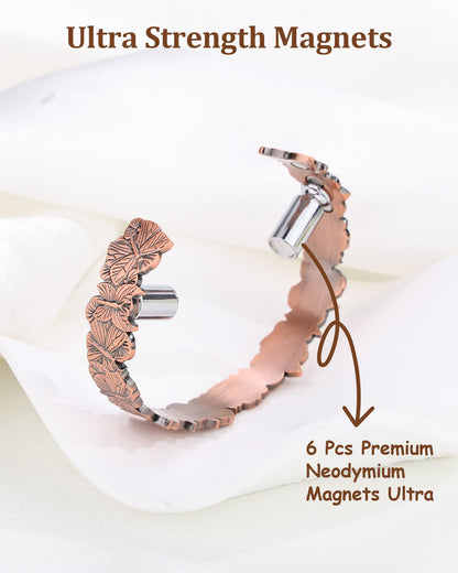 BioMag Magnetic Copper Bracelet for Women Men, 99.99% Pure Copper Cuff Bangle with 6 Pcs 3500 Gauss Magnets, Adjustable Jewerly Gift (Copper-Butterfly)