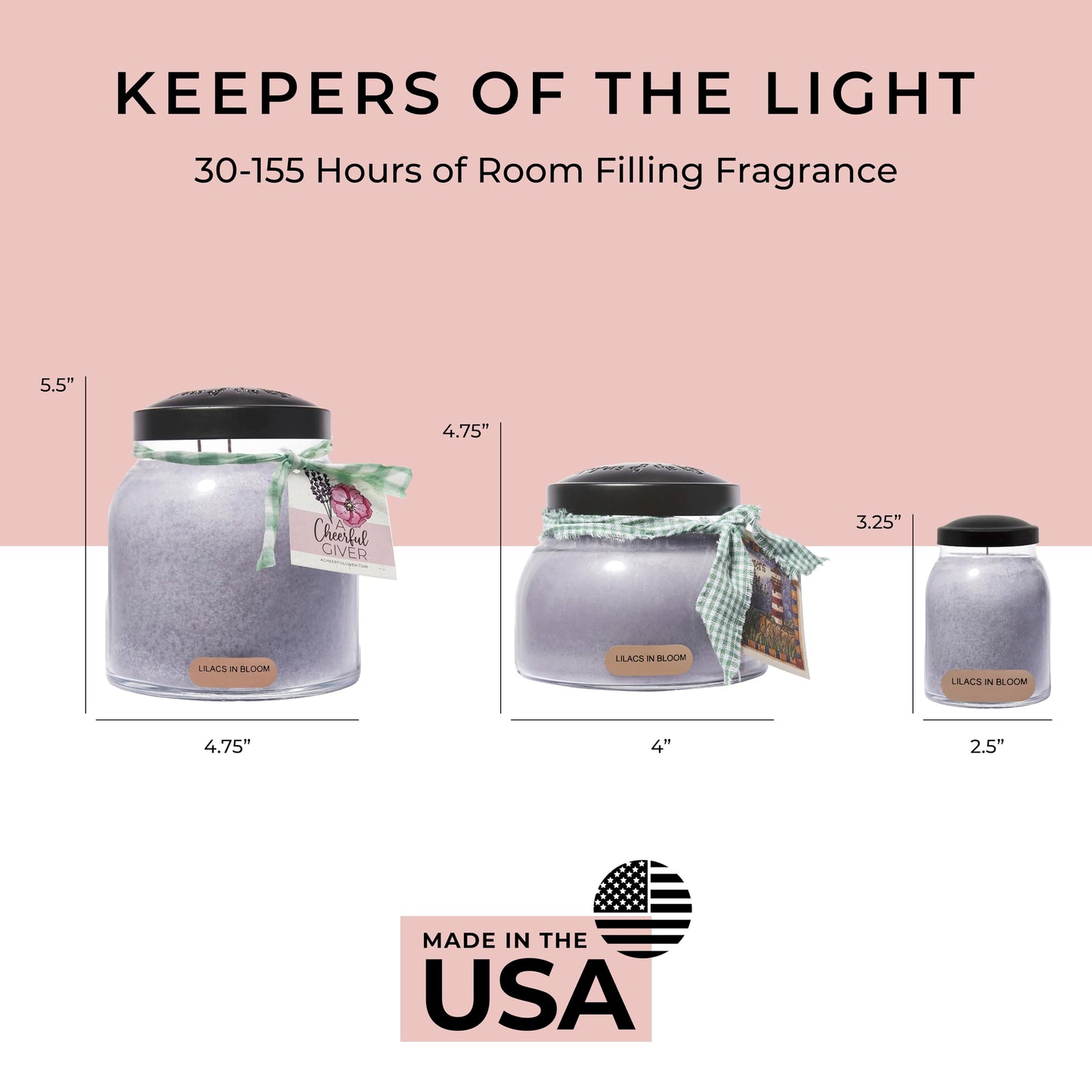 A Cheerful Giver - Lilacs In Bloom Baby Scented Glass Jar Candle (6oz) with Lid & True to Life Fragrance Made in USA