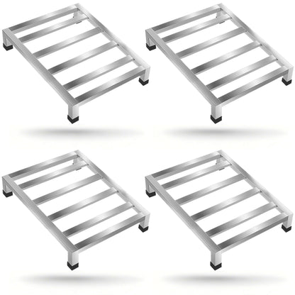 Zepkouel 4 Pack Dunnage Rack,15.7"X11.8"X3.5" Stainless Steel Dunnage Racks,Kitchen Basement Garage Storage Racks,1000 lbs Capacity (4)