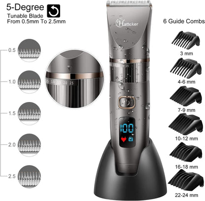 Hatteker Beard Trimmer for Men Professional Hair Clipper Hair Trimmer Shaver Haircut Detail Cutting Kit for Men Cordless Waterproof