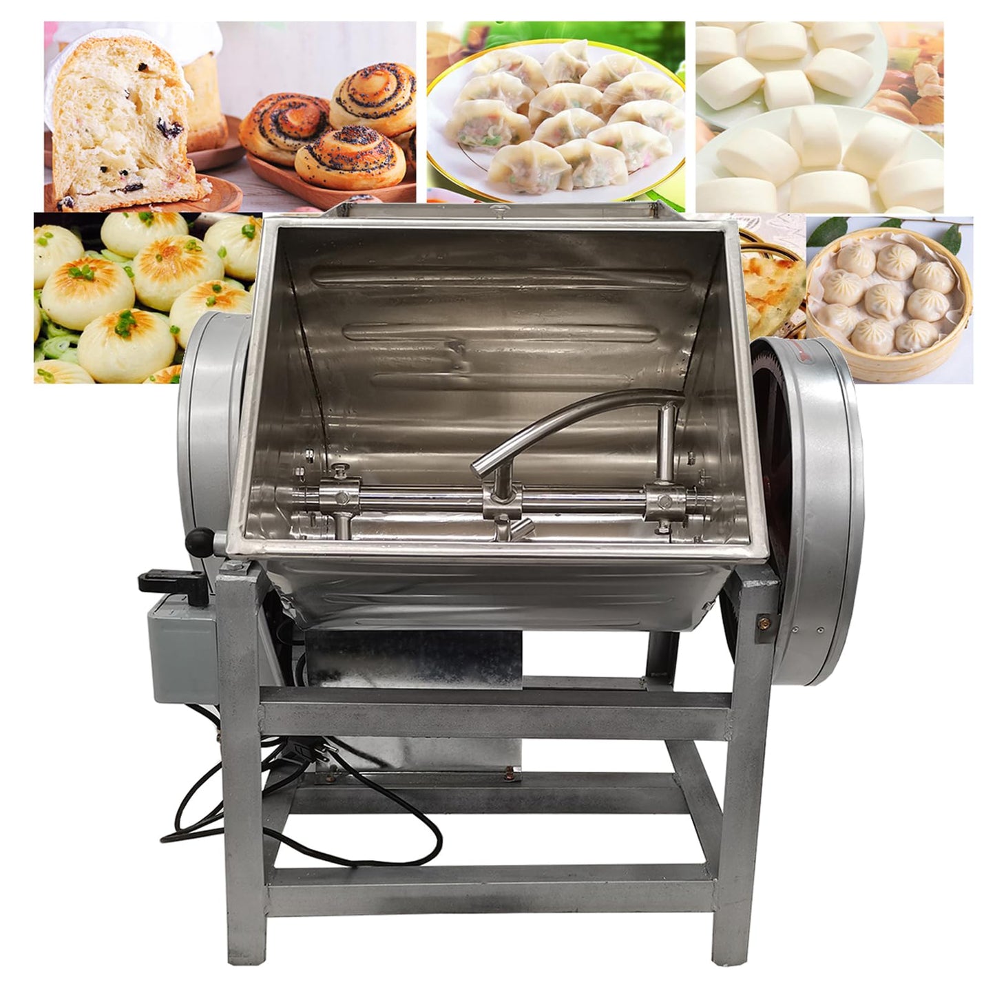 EQCOTWEA Commercial Dough Mixer, Electric Dough Mixing Machine,304 Stainless Steel Pizza Flour Dough Stand Mixer, Heavy Duty Flour Blender 1500W 30QT/15KG Kneading Capacity