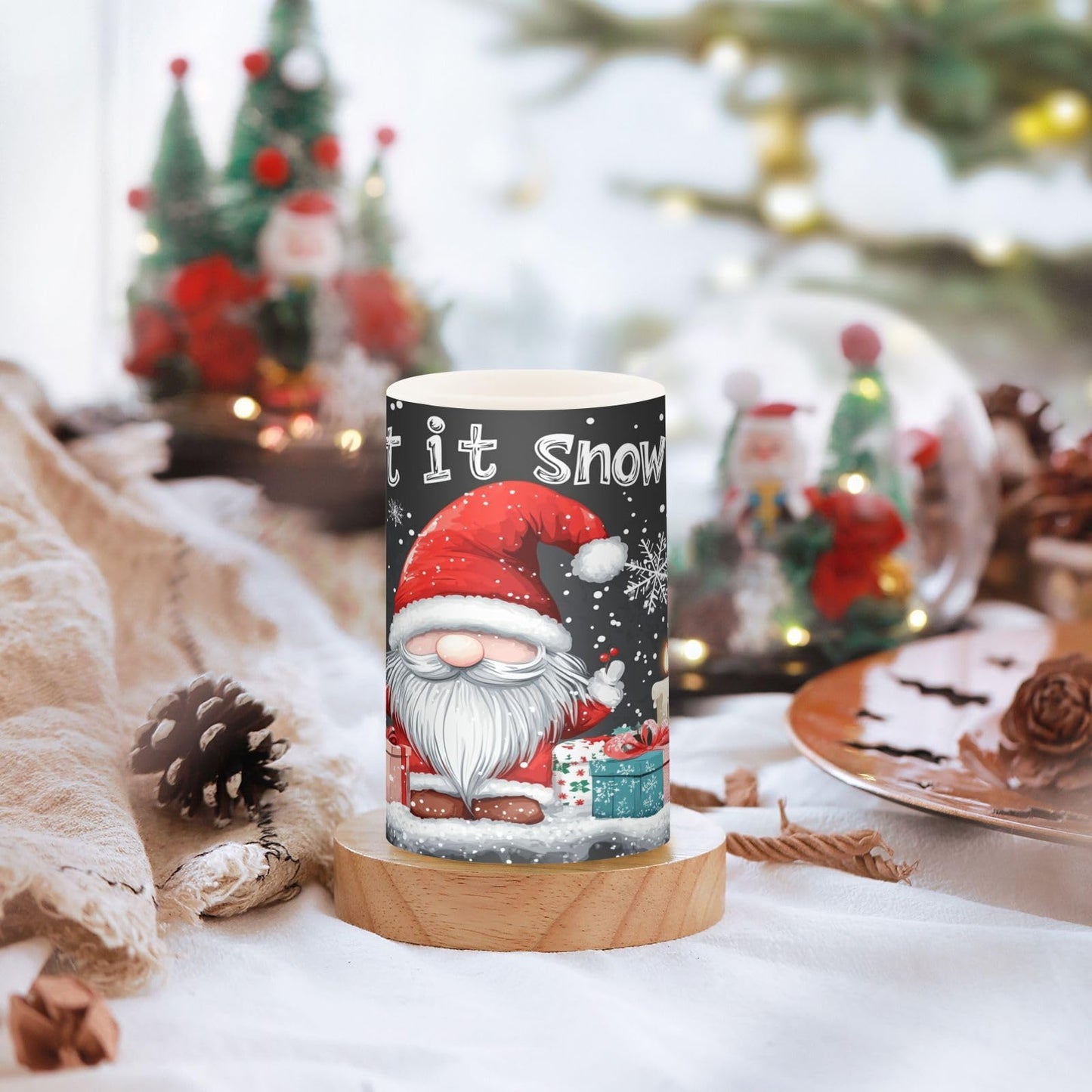 Eionryn Christmas Gnome Gift Candle Flameless Candles Battery Operated LED Candles with Remote Timer Electric Candles for Home Party Decor 2pcs