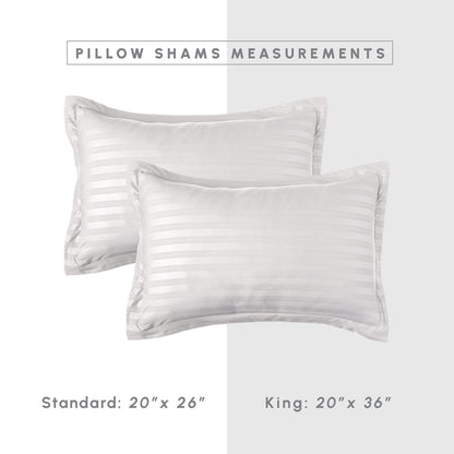 Elegant Comfort Cozy and Soft 8-Piece Bed-in-a-Bag All Season Comforter Set, Includes 4pc Smart Sheet Set, Bed Skirt, Comforter, Matching Pillowcases and Shams, Striped Design, King/Cal King, White