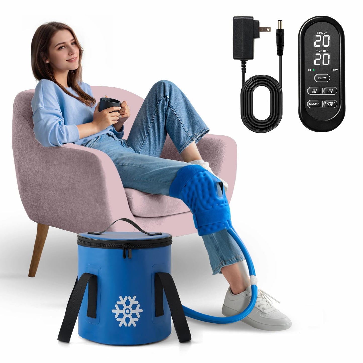 GALINAND Ice Machine for Knee After Surgery 2.0, FSA Eligible HSA, Portable Cold Therapy Machine for Knee Replacement, Ice Therapy for Post Surgery, Cryotherapy System, Ice Compression for Recovery