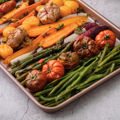HAPPIELS Premium PFOA free Nonstick Baking Pans Bundle of 4 items: 13 x 18 inch Half Baking Sheet Set of 2, 5 x 9 inch Loaf Bread Pan, 9 x 13 inches Cake Baking Pan